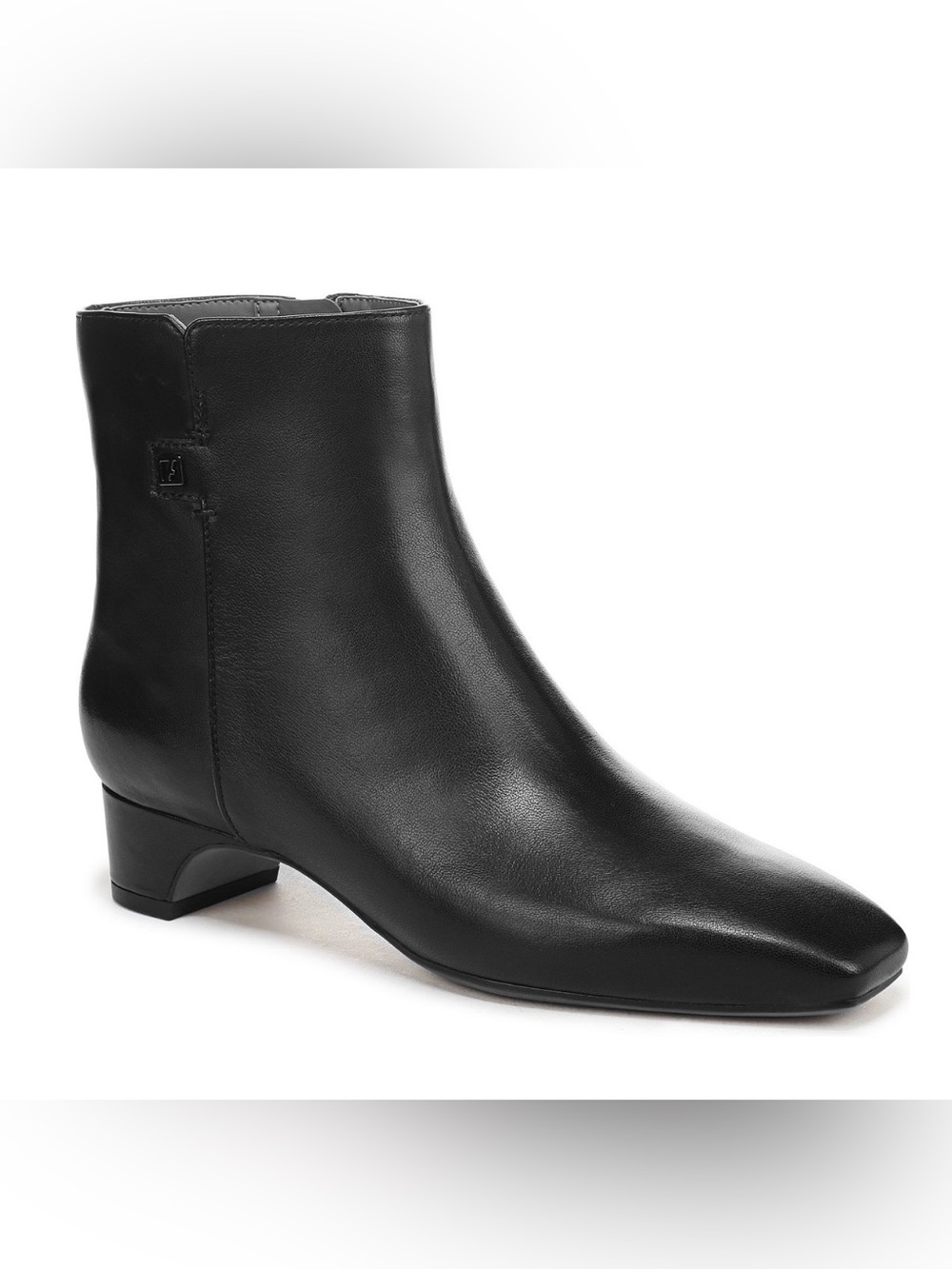 Franco Sarto Luella Square Toe Zip Ankle Booties Black Leather